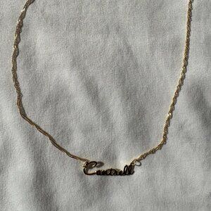 NWOT MonogramHub Script Name Necklace "Cantrell" 14k Gold Plated, 18" Link Chain